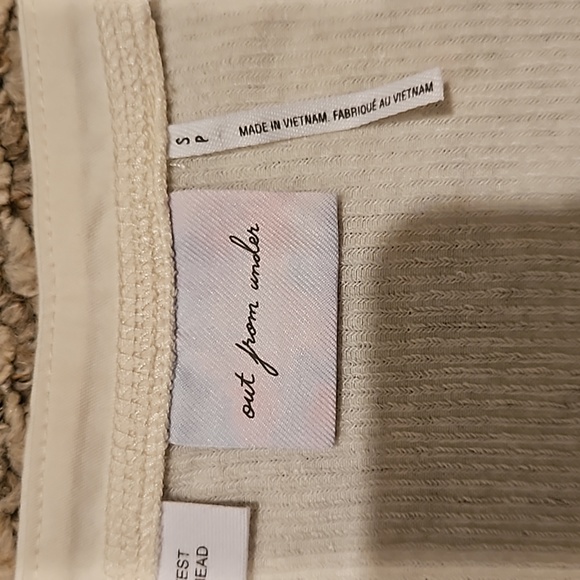 Nwot urban outfitters out from under ribbed henley snap 3/4 sleeve top white s - Picture 3 of 5